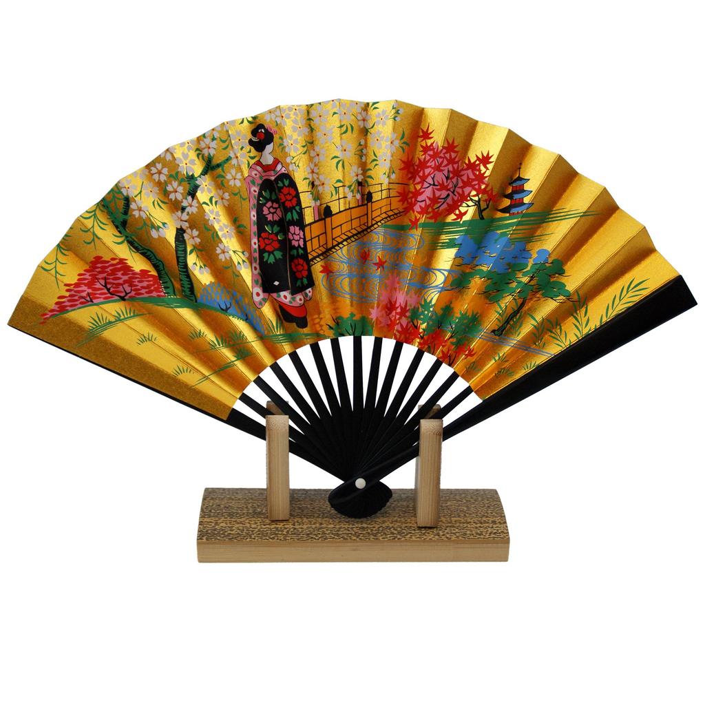 Osaka Choseido Decorative 5 inches Made in Original set with scented in paper box with fan stand Fan, (15 cm), Japan, Kyoto-style fan, sachet, (Maiko