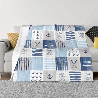 La vida es mejor en el lago, mantas de ancla de retazos, franela para todas las estaciones, manta suave náutica para el hogar, edredón para coche