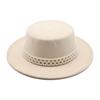 French Top Hat British Retro Pearl White Wool Woolen Celebrity Girl Xiaoxiang Style Big Brim Flat Top Hat