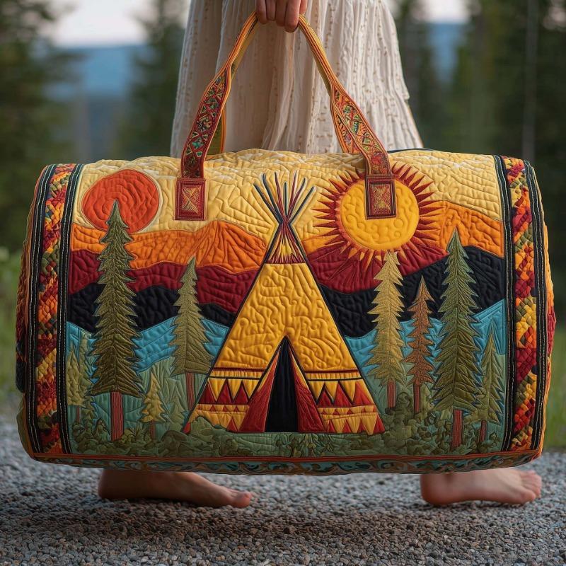 El Yapımı Kapitone Seyahat Çantası Vintage Sanatsal Karavan Doğa Spor Çantası Boho Hafta Sonu Çantası Erkek Kadın Kamp Yürüyüş Yolculuğu İçin