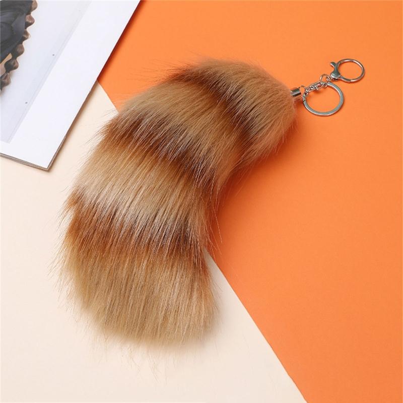 Plush Foxes Tail Keychain Soft And Cute Accessory Plush Keyring Decors For Bags Keys Or Home Decors 18cm Long