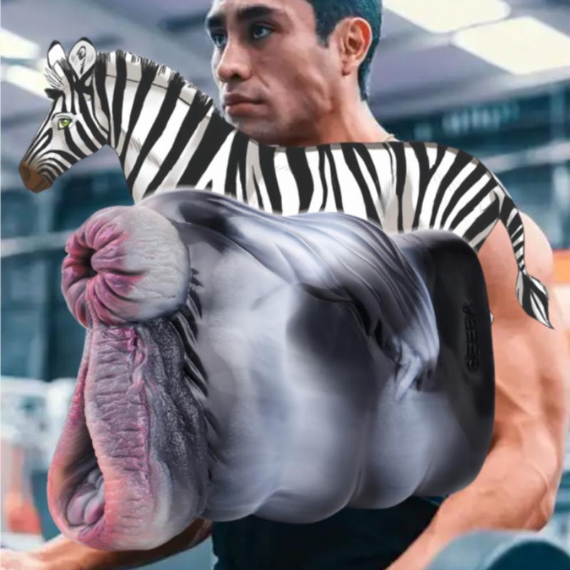 Dual Channel Animal Horse Masturbation Cup Soft Silicone Male Masturbator Realistic Vagina Prostate Massage Adult Sex Toy