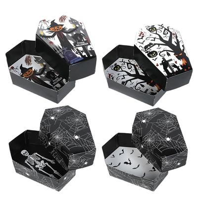 A95I-Halloween Party Decor Supplies Trick Or Treat Halloween Food Serving Trays Horror Coffin Snack Cookie Gift Boxes