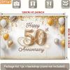 2D White Gold 50th Wedding Anniversary Backdrop Party Background Cloth