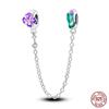 Real 925 Silver Stars & Moon Sunflower Safety Chains Spacer Beads Charms Fit Qikaola 925 Bracelets DIY Jewelry