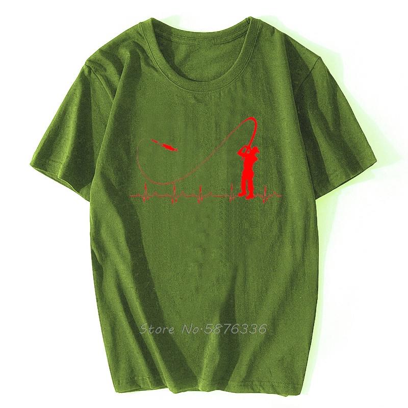 Fishinger Heartbeat T Shirt - Funny Fish Fisherman Gift Idea Fashion Men T-Shirt Fashion Short Sleeve Cotton Tees Men's Clothing