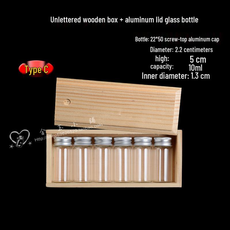 Agarwood Travel Bottle Set: Creative Gift with Wooden Box, Aluminum Lid & Wood Stopper.