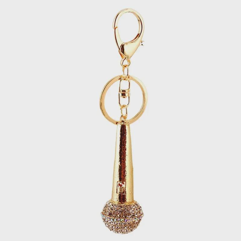 Rhinestone Microphone Keychain: Exquisite Fashion Gift for Friends