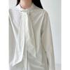 Luxi, Korean Design Sense Tie Solid Color Shirt Women's New Temperament Loose Casual Shirt