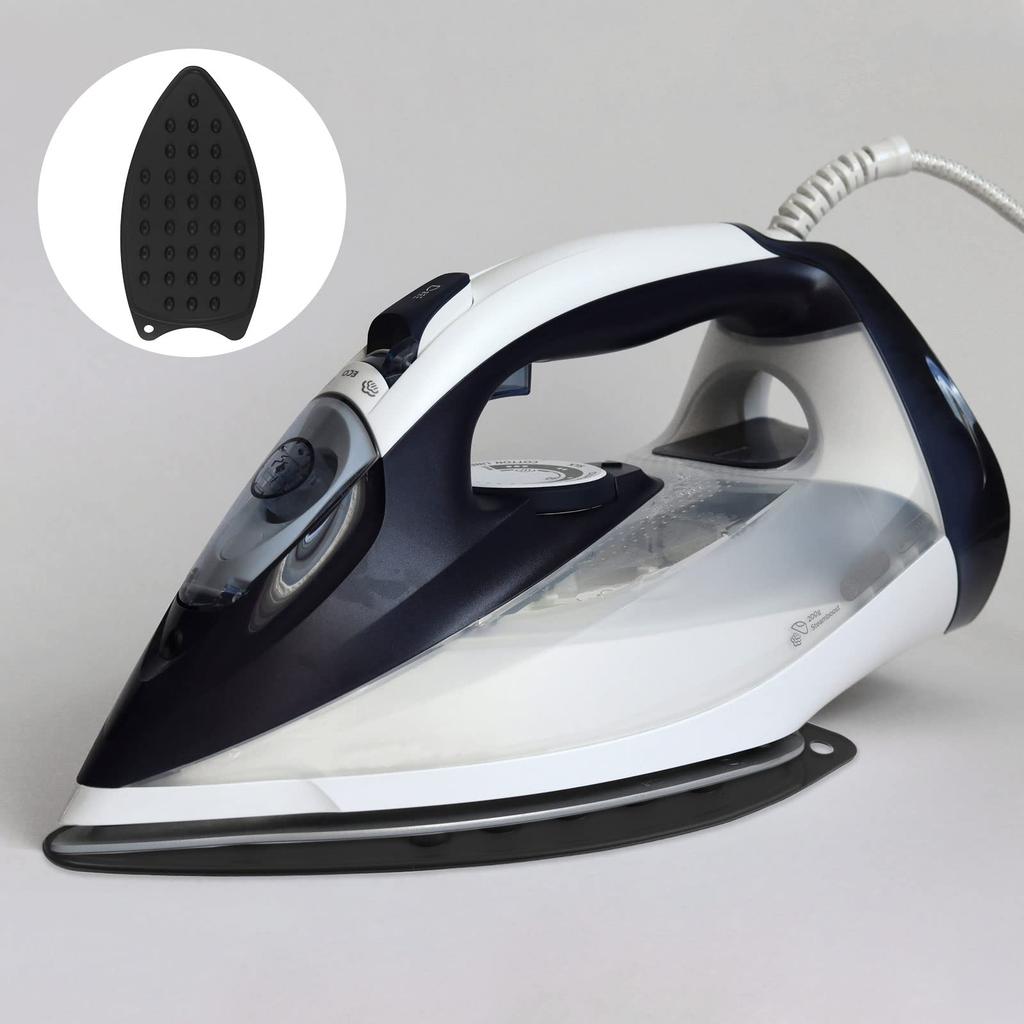 Uxcell Almofada de descanso de ferro Silicone Multiuso Ferro Resistente ao calor Placa de descanso de ferro para tábua de passar roupa Resistente ao calor Vapor Compacto Tapete Preto