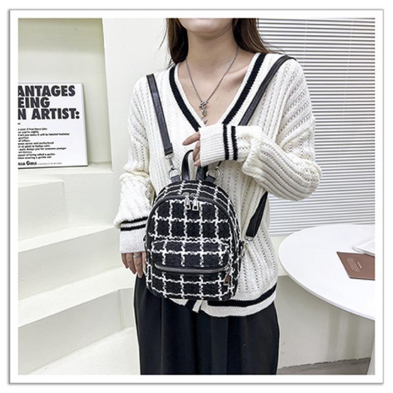 

Backpack plaid new women s bag trendy fashion backpack bag чёрный