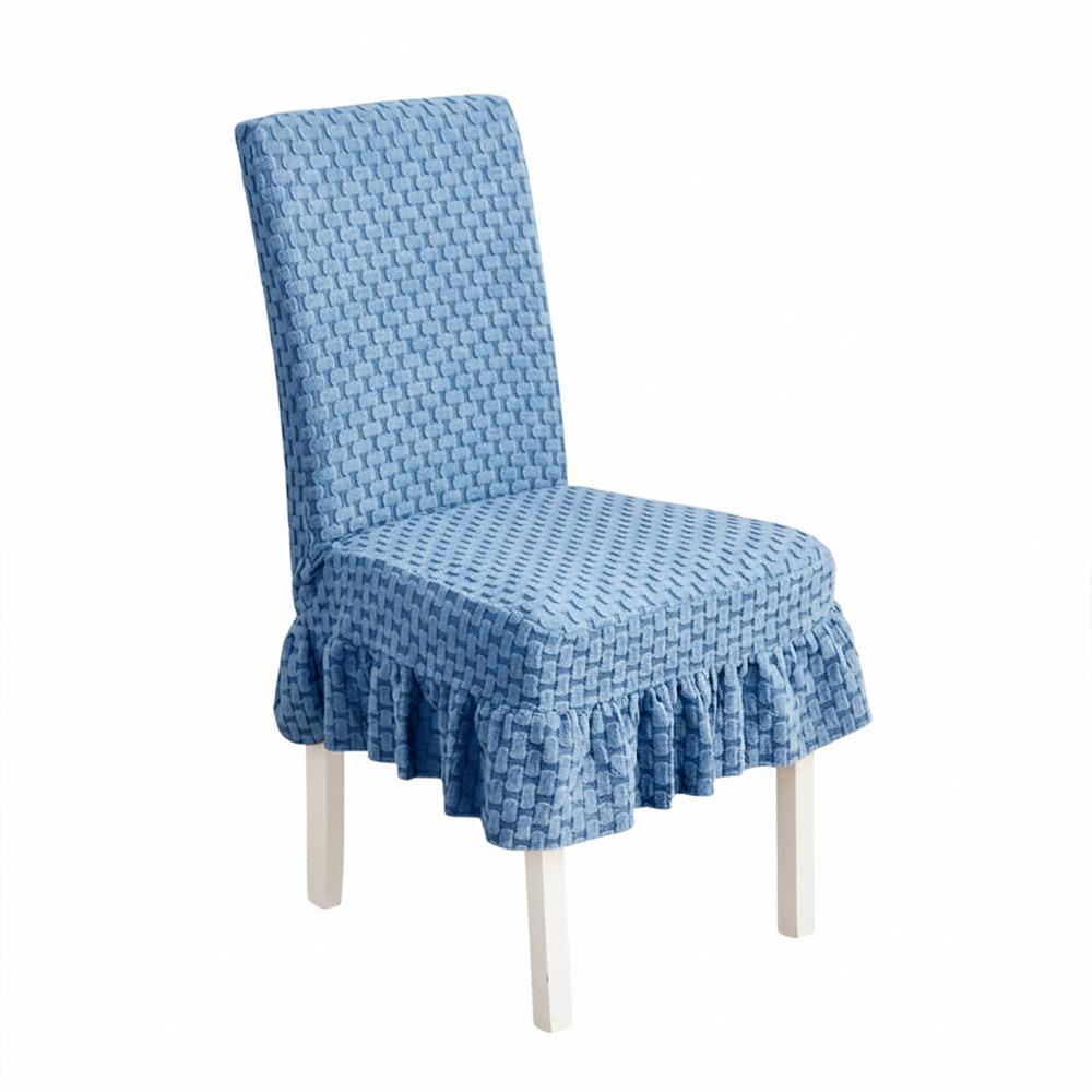 

Long Checkered Dining Chair Cover Elastic Stretch Polar Fleece Seat Covers Waterproof Solid Color Chair Protectors Household синий