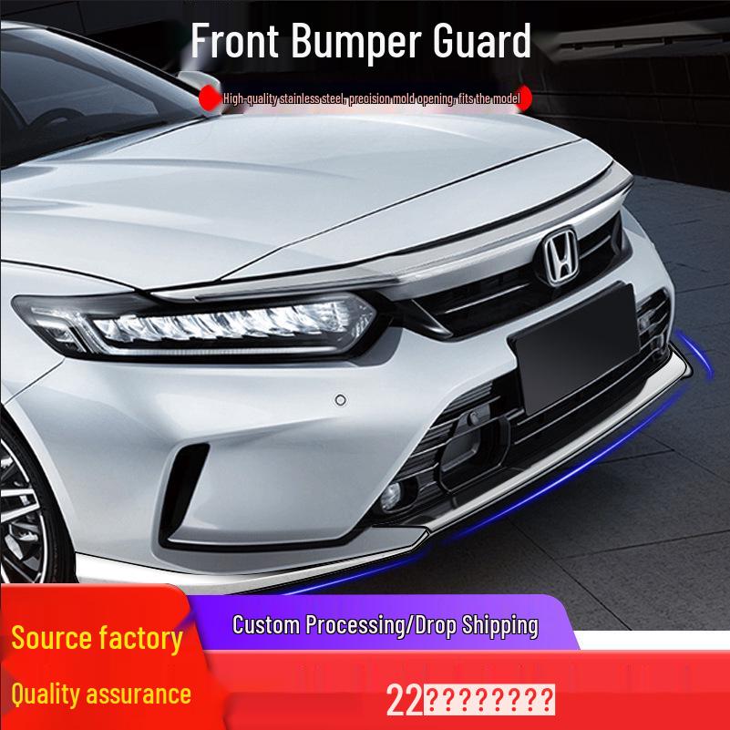 Compatible with 22 Inspire Models: Stainless Steel Front Bumper Trim, Corner Guard, and Center Grille Decorative Strip.