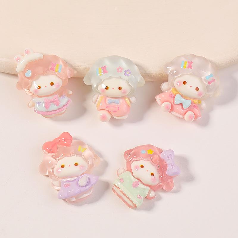 Adorable Cartoon Resin Sheep Accessories - Transparent Ice DIY Patch for Phone Cases, Refrigerator Magnets, Shoe Charms