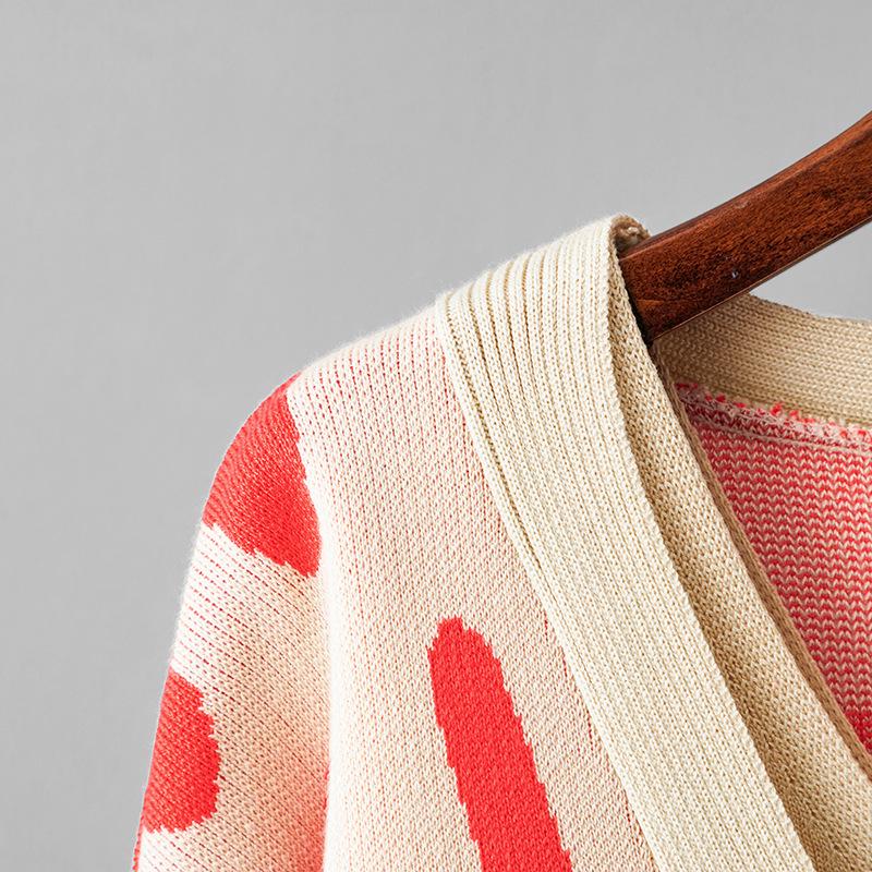 Jacquard Knitwear Three-Piece Set: Cardigan & Pants - Casual Loose Fit