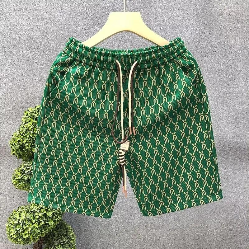 Men's Summer Sports Shorts, Fashion Green Capris, Harajuku High Street Men's Clothing, Street Trend Clothingbvv