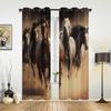 Art Drawing Of A Herd Of Horses Window Curtains For Living Room Luxury Bedroom Decor Drapes Kitchen Window Treatments Curtains