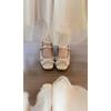Inner height increase 7cm satin bow Mary Jane women's shoes high heel new thick heel single shoes ballet shoes