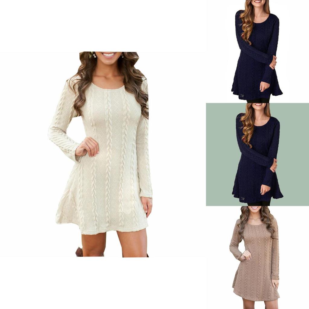 Stylish Women's Knitted Sweater Jumper Mini Dress For Cozy Winter And Autumn Wear