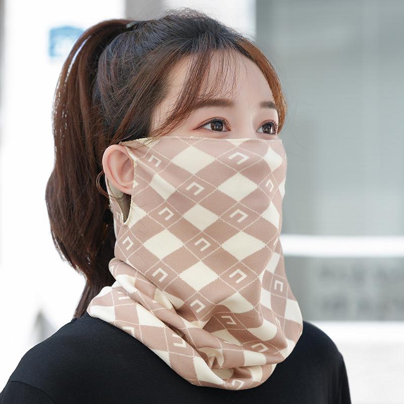 Women's Autumn & Winter Plush Face Mask Neck Protector: Windproof, Warm, and Versatile Scarf Set for Outdoor Cycling