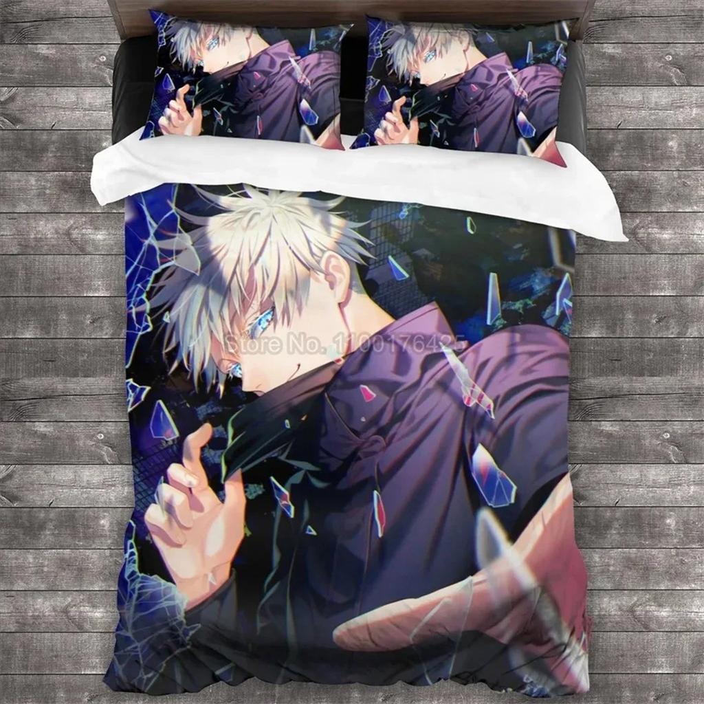 Bedding Set Anime Multiple Sizes Jujutsu Kaisen Duvet Cover Polyster Soft Comfortable Duvet Cover With Pillowcases For Kids Boys