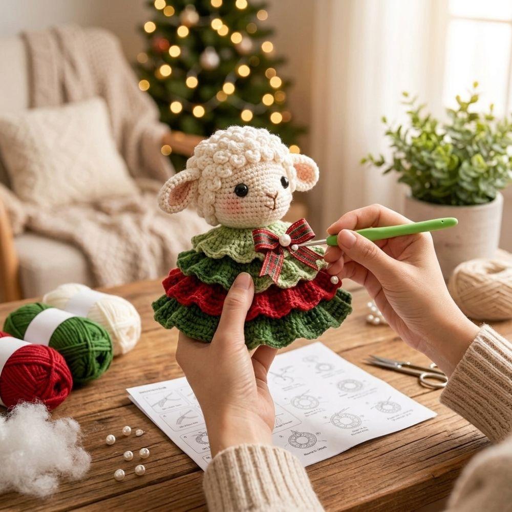 Cartoon Crochet Animal Christmas Tree Kit Christmas Crochet Handmade Toy  Christmas Decor