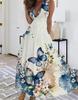 2023 Women's Summer V-Neck High Waist Sleeveless Printed Dress