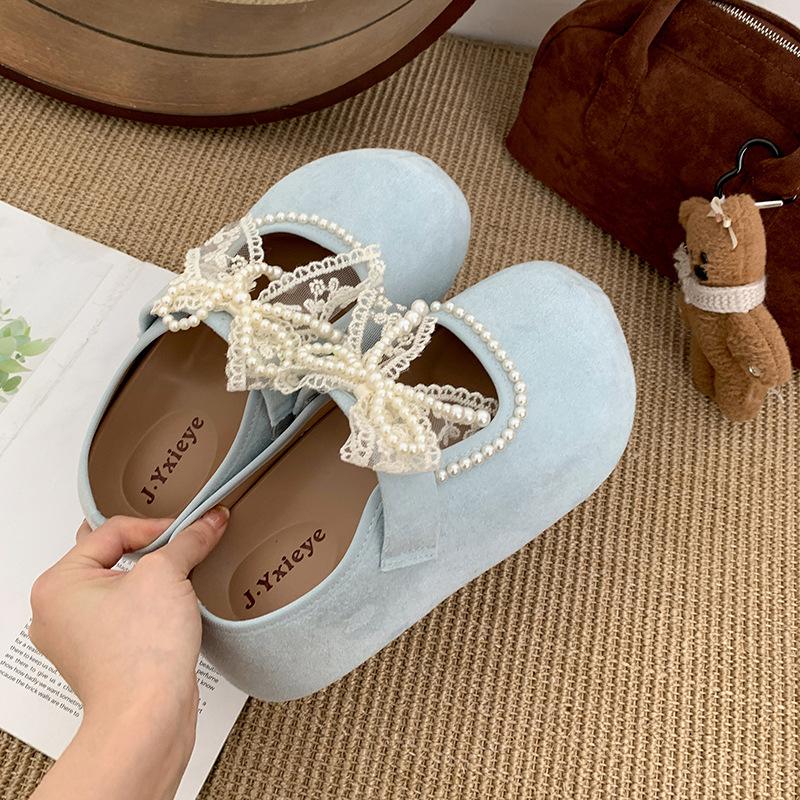 Pearl Temperament Fairy Style Platform Bag Head Slippers Female Summer Wear 2025 New Versatile Height Increase Half Drag Birkenstocks