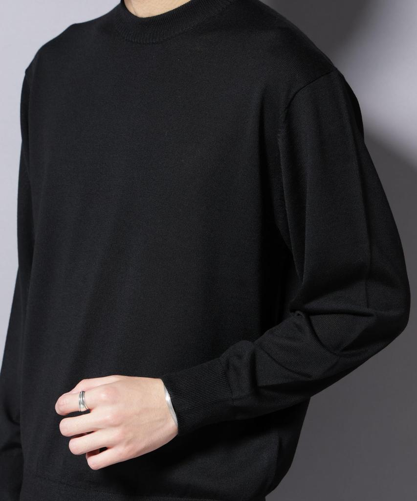 Nano Universe Fine Gauge Crew Size Pill-Resistant Knit, Neck, Men's, M, 031, Off-White, 668-5222201
