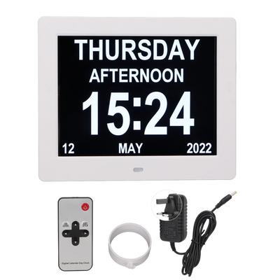 8in Digital Alarm Clock Photo Frame 800x600 Large Font Adjustable Brightness LCD Calendar Smart