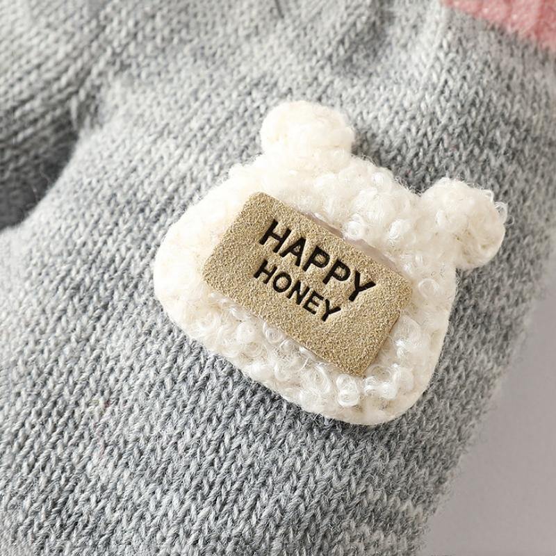 Roztomilé kreslené dětské rukavice Zesílené dětské plyšové bezprsté rukavice 0-3 roky Batole Závěsné na krk Palčáky Dětský zimní ohřívač rukou