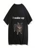 Clothes Harajuku Aesthetic Tshirt Vintage Unisex Streetwear Cute Cat L Wake T Shirts Funny Cool Classic Wounisex Short Sleeved