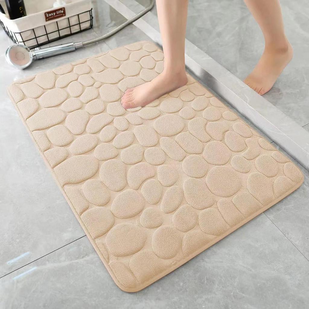 Cross-border Cobblestone Embossed Water-Absorbing Dirt-Resistant Coral Fleece Memory Foam Floor Mats