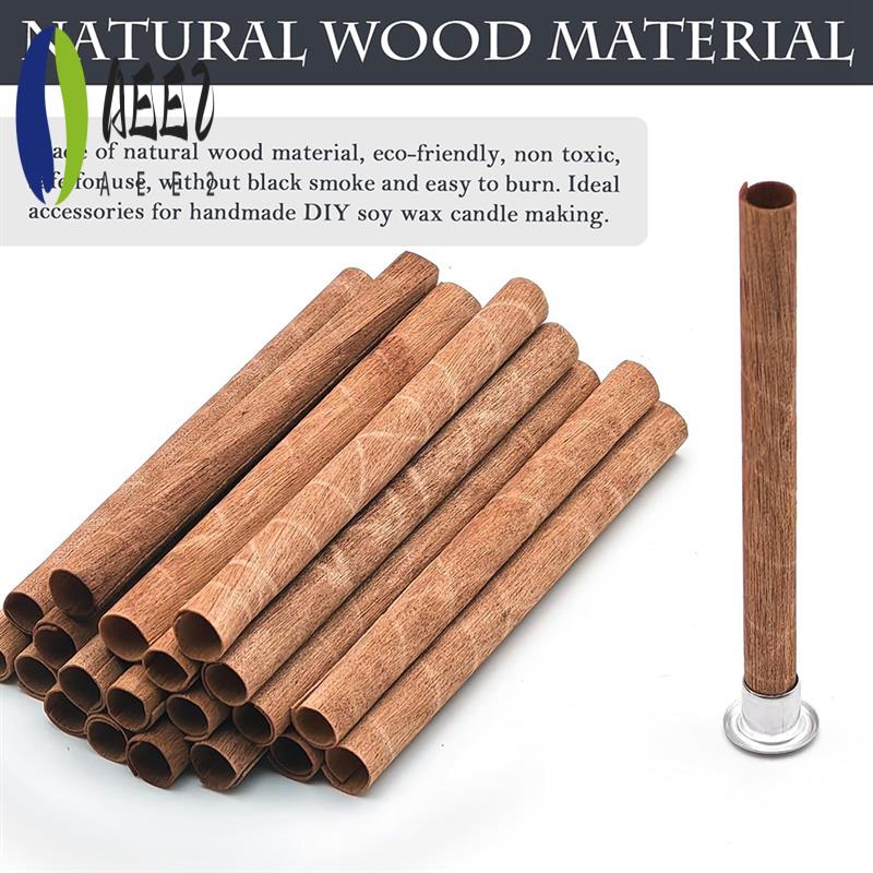 

AEE2-20PCS Wood Spiral Candle Wicks 4X0.32Inch/100X8mm, Wood Wick Tube With Stands For Candle Making, Natural Round Wooden