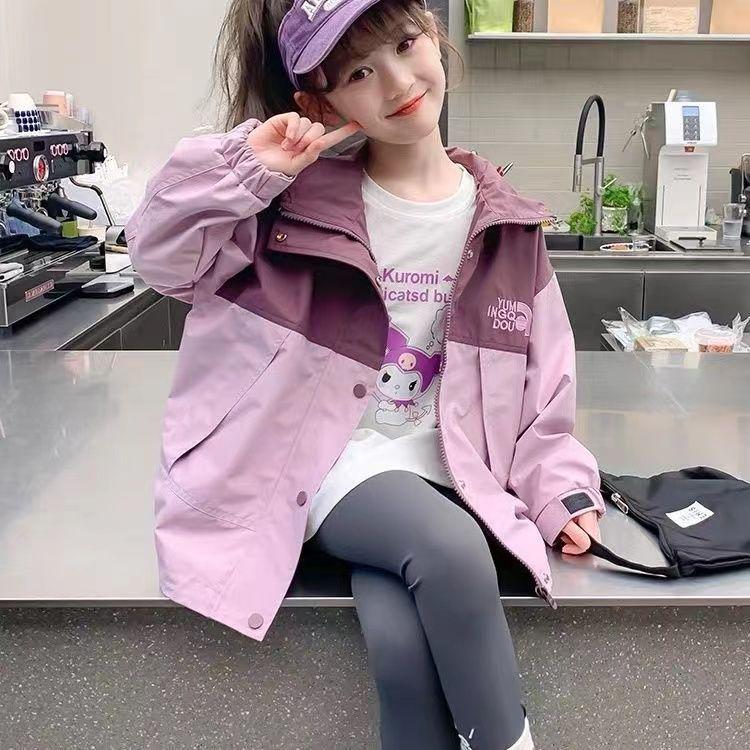 Girls' Fleece-Lined Windbreaker - Stylish Autumn & Winter Wear 2025