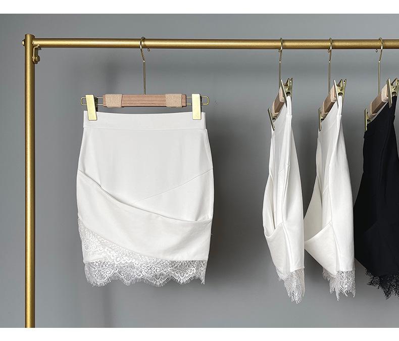 South Korea's Dongdaemun Lace Trim Sexy High Waist Slimming Mini Skirt for Women