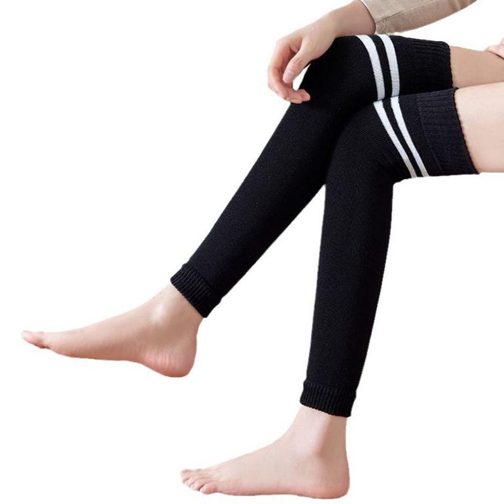 Verdickte Streifen Beinsocken Warme Fußabdeckung Einfache Wollstulpen Herbst