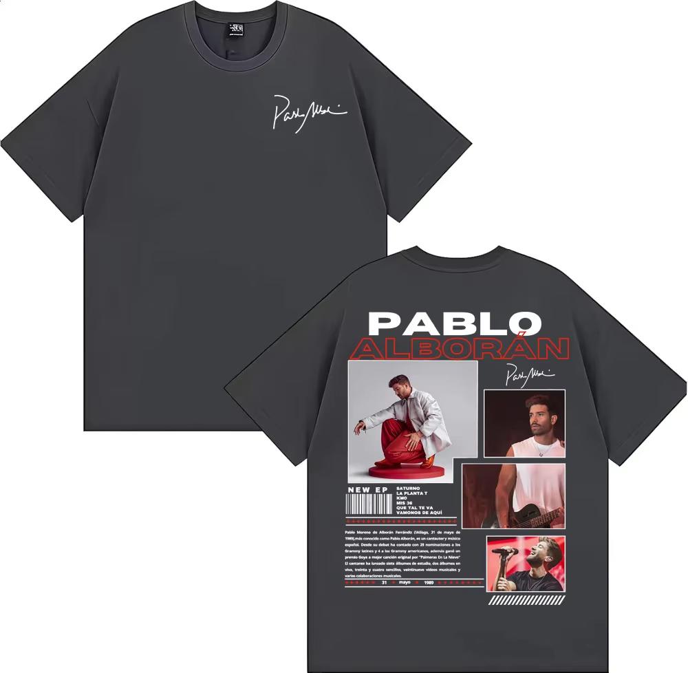 2026 Rappeur Pablo Alborán Global Tour Tshirt Hommes Femmes Harajuku Hip Hop Streetwear Coton Décontracté À Unisexches Courtes