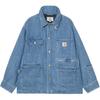 Carhartt WIP X INVINCIBLE Collaboration Multi-Pocket Label Logo Loose Removable Hood Denim Jacket Unisex jackets A242054-01-06