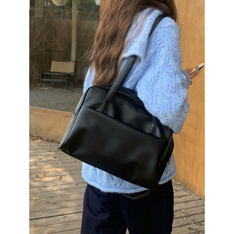 

Сумка на одно плечо Ретро сумка под мышкой Универсальная сумка-тоут большой вместимости чёрный