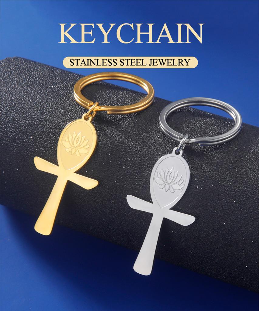 Dawapara Ancient Egyptian Ankh Cross Keychain Eye of Horus Anubis Protection Amulet Keyring Stainless Steel Jewelry