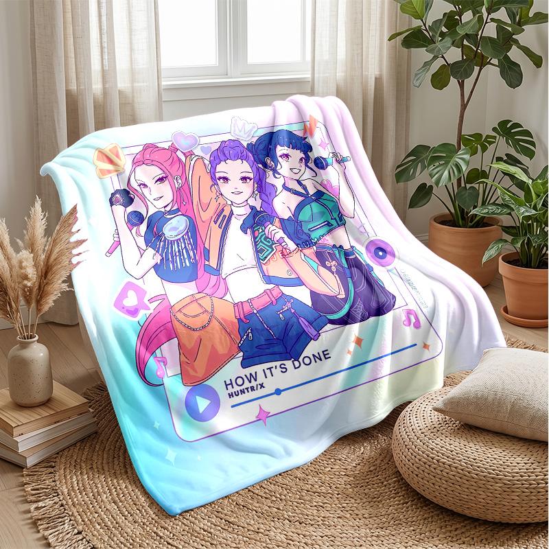 Coperta Morbida Calda Leggera in Flanella Stampata Kpop Demon Hunters Coperta per Tutte le Stagioni per Divano Letto Campeggio Decorazione Casa Regalo di Festa