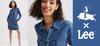 Lee LS Seamed Dress Mid Stonewash Fitted Denim Dress S