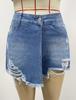 2025 Summer Light Blue Women's Denim Ripped Skirt Shorts