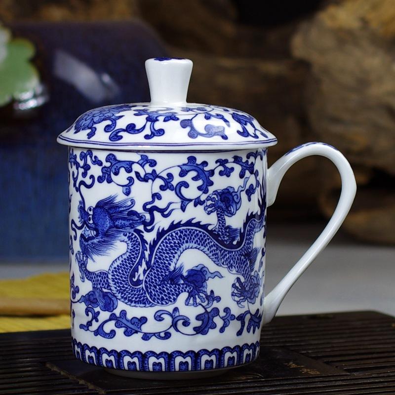 Jingdezhen Bone China Tea Cups with Lids, Conference Cups, Ceramic Water Cups, Office Cups, Gift Cups, Jing-style Cups