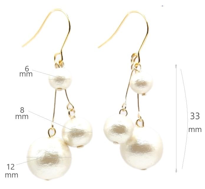 Country Made In Plenty of Cotton Pearl For Both Fake Earrings [Sparrow Accessories] Japan, Earrings, Simple, Ears, Cute, Lightweight, Dangling,