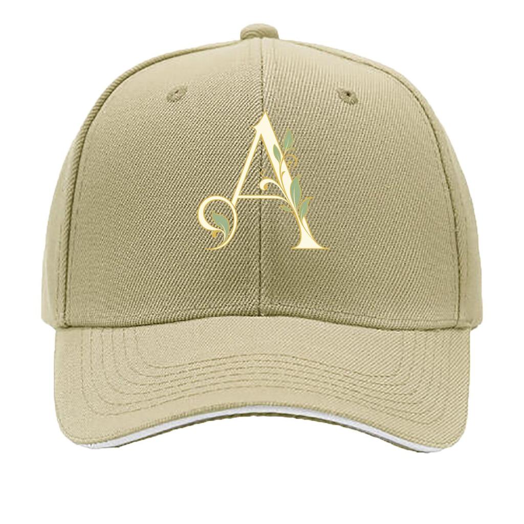 Elegant Botanical Letter A Monogram Sandwich Baseball Cap Sun Cap Outdoor Workouts Hat