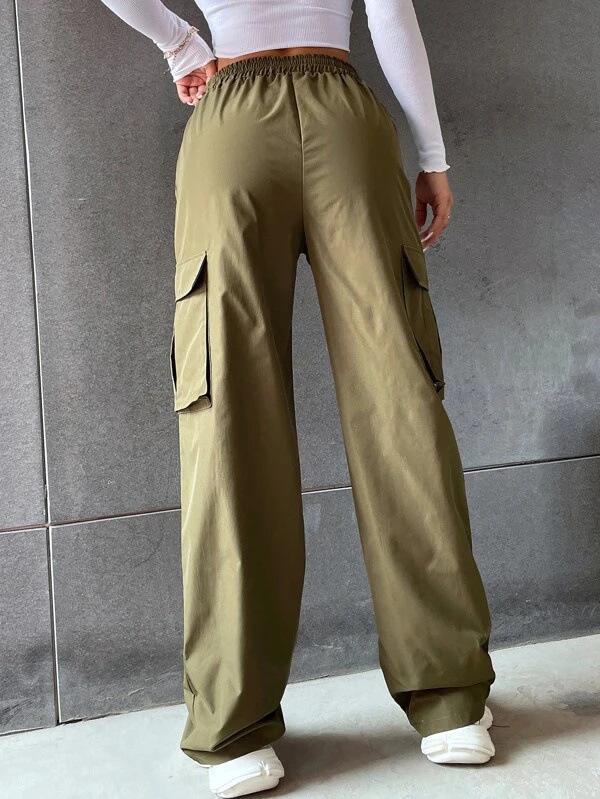Pantaloni da Lavoro Americani Retro a Vita Alta a Gamba Larga da Donna - Traspiranti, Casual ed Eleganti per l'Estate