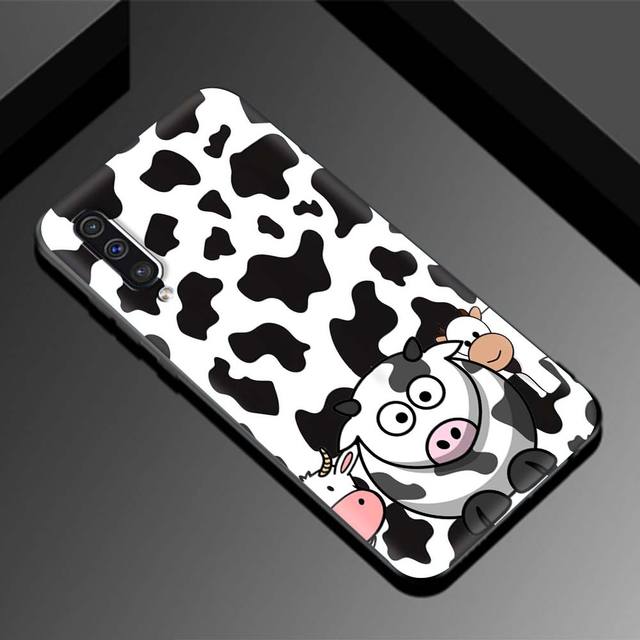 Husă neagră pentru Samsung A90 5g A80 A70s A70 A60 A50s A50 A40 A30s A30 A20s A20 A20e A10s A10 A10e Coque Cute Cow