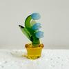 Mini Glass Lily of The Valley Flower with Pot Hand Blown Faux Crystal Flower Figurine for Mother's Day Birthday Table Centerpiece